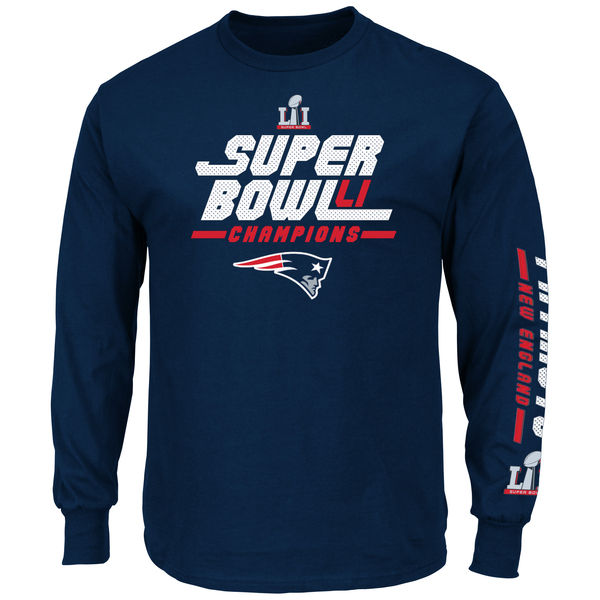 New England Patriots Majestic Super Bowl LI Champions Core Winner Long Sleeve T-Shirt - Navy